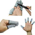 Breathable fabric texture of the anti-cut fingertip guard highlighting the premium knit material.