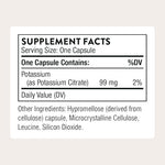 Thorne Potassium Citrate supplement bottle label details