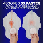 Detailed view of Always Flexi-Wings and LeakGuard core technology for overnight use.