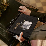 Molekaus memorial guest book set components with memory cards and box