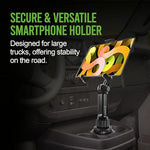 Cellet flexible arm car mount showcasing sturdy construction on bumpy roads
