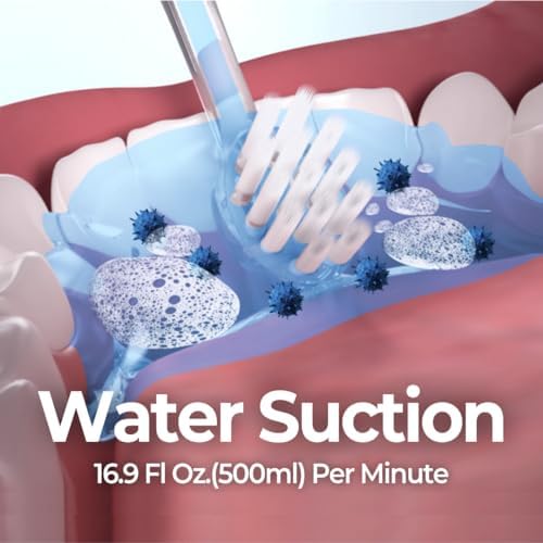 The complete kit of the Bluereo G100 suction toothbrush including the body, tubes, foldable bottle, and travel pouch.