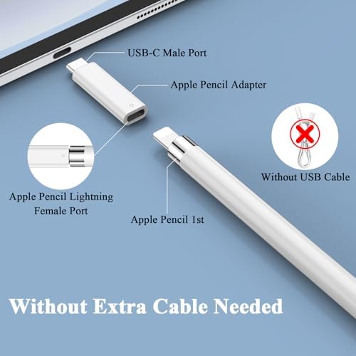 ACANDYA bluetooth pairing adapter showing a first generation pencil inserting into the female Lightning port.