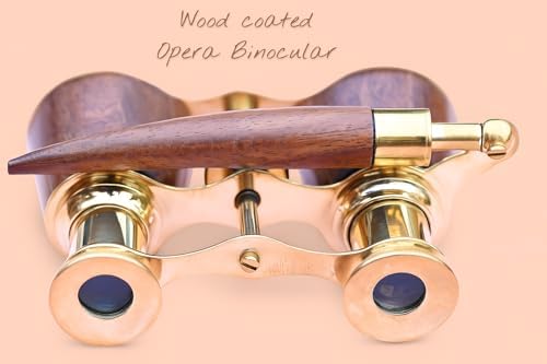 Sifaat World antique style lorgnette binoculars showing the foldable side handle extended