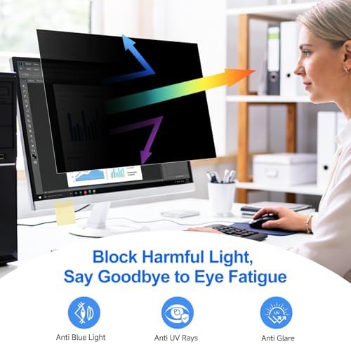 ZOEGAA eye protection glare reduction filter applied on widescreen office desktop setup