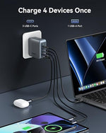 Imokin travel fast charging block displaying three USB C and one USB A ports