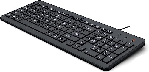 Sleek low-profile black chiclet keys on the HP 150 computer keyboard.