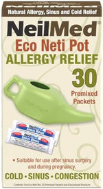 Eco friendly sustainable neti pot device showing the ergonomic spout design for gravity driven sinus relief.