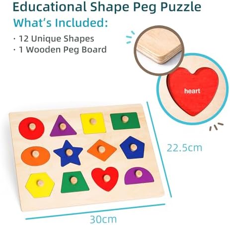 Side angle of the thick premium wood construction of the LiKee shape matching toy.