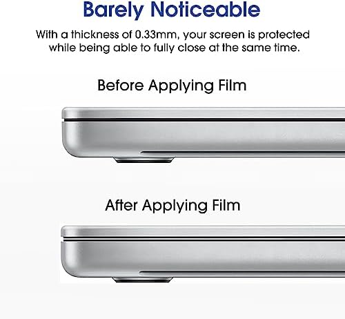 Close-up of amFilm MacBook Air screen protector edge fit