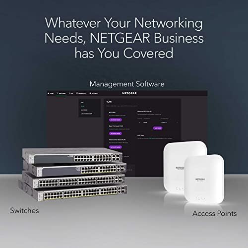 NETGEAR 5 Port PoE plus switch angled view illustrating port connection layout