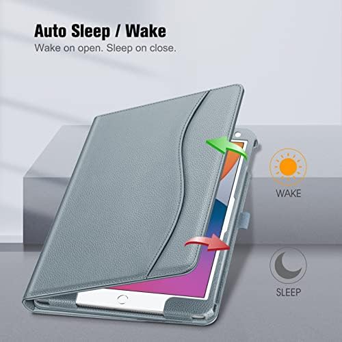 Fintie smart cover for iPad ten point two inch adjusted to multiple viewing stand angles