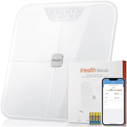 iHealth Nexus Smart Scale front view white tempered glass