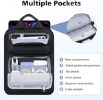 MoKo thirteen inch tablet case side profile illustrating the slim compact design filled with accessories.