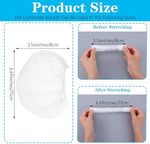 Close-up view of the elasticized border on the disposable toilet seat cover bag demonstrating flexibility.