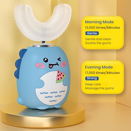 Four replaceable brush heads included with HDView kids sonic toothbrush