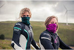 Seamless premium polyester microfiber material close up of the Alpinestars graphic print neck gaiter.