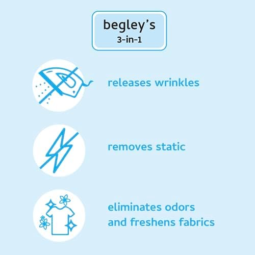 Begleys wrinkle release spray plant-derived logo details