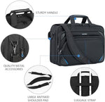 Rear view of KROSER briefcase showing the heavy duty luggage trolley strap configuration