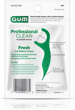Imported GUM dental flossers for adults featuring extra strong green handles.