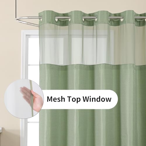Detail shot of the built-in flexible rings on the hookless hotel style curtain.