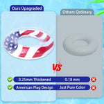 Heavy-duty vinyl 35.5 inch USA flag pool ring floating in water.