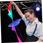 Close up of juggling plate center ring and stick