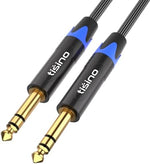 Close up of Tisino gold-plated 6.35mm TRS connectors