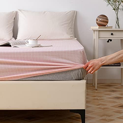 Top view of Aojim queen mattress cover with grid pattern