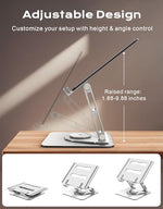 RIWUCT premium aluminum laptop stand rotating base highlighting the smooth swivel capabilities
