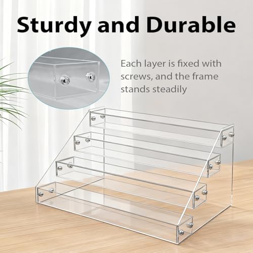 FALESHOS acrylic media rack holding music albums alongside protective plastic sleeves