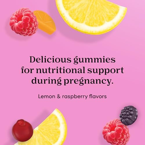One A Day Prenatal Gummies lemon raspberry and orange flavors