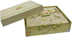 Close up of cream cover illustration featuring Pooh and Piglet on the baby keepsake book.