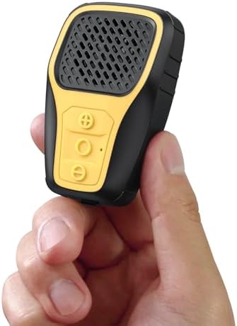 INGA clip on mini speaker attached securely to an outdoor backpack strap