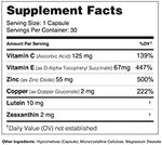 Visual Advantage Premier Formula capsule supplement facts label