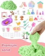 Full set of 36 pieces including pets and accessories laid out