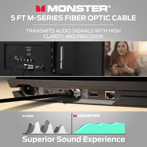 Monster audio cable connected to sound bar