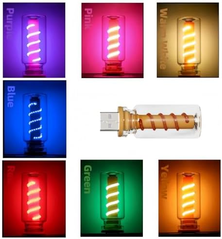 Retro creative LED ambient lighting plugged into a vehicle dashboard USB slot illuminating the cabin