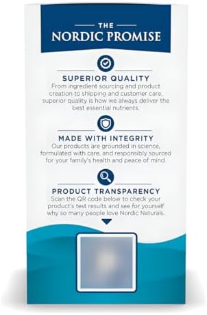 Nordic Naturals DHA Xtra fish oil container highlighting third party purity testing certificates and non GMO verification