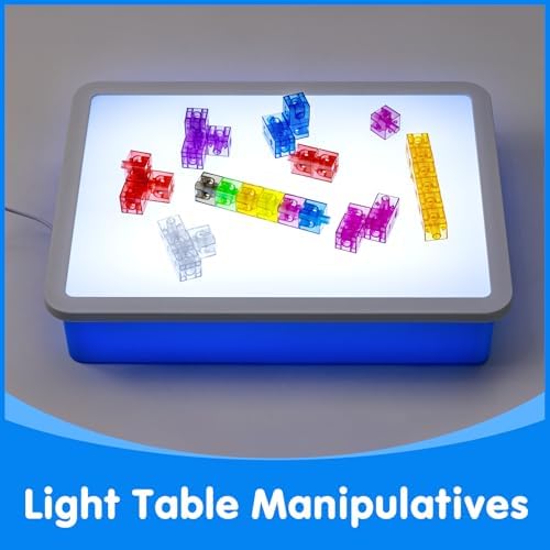 Odoorgames light table manipulatives displaying vibrant color mixing properties under illumination