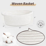 Pro Goleem small woven basket placed on a modern bathroom vanity holding hand towels.