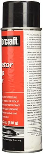 Motorcraft PM-2 carburetor aerosol spray showing directions for clearing gasoline engine air and fuel induction systems
