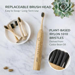Rechargeable eco friendly electric toothbrush displaying the five customizable LED cleaning mode indicators clearly.