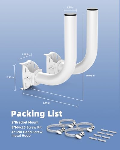 Installation demonstration showing the bracket secured to a pole using the stainless steel loops.