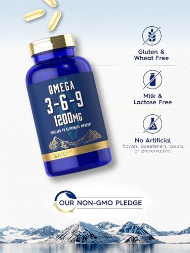Close up of Carlyle non GMO and gluten free premium triple omega formula instructions.