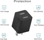SISSFO dual port wall charger adapter showing USB Type C and Micro USB slots clearly.