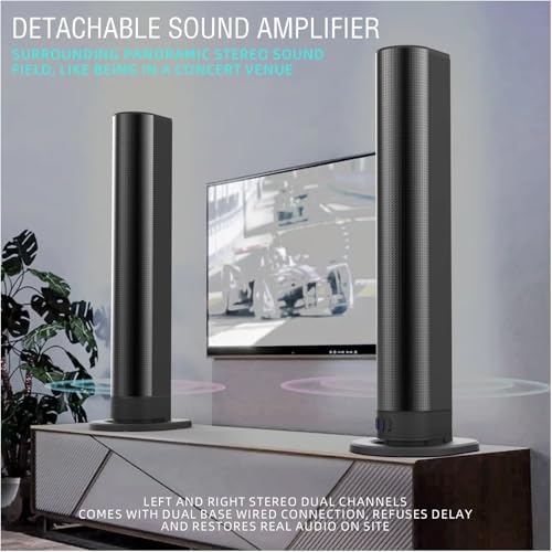 Yoidesu floorstanding home speaker pair separated into left and right channel audio configuration.