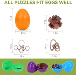 Kysthyra brain teaser party favors being used for an indoor holiday egg hunt activity.