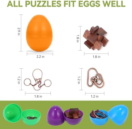 Kysthyra brain teaser party favors being used for an indoor holiday egg hunt activity.