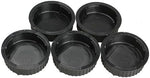 Black high impact plastic camera lens cap pack of five pieces